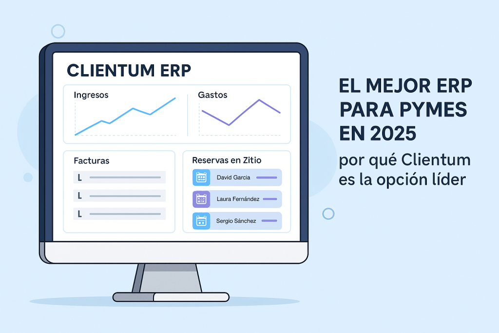 Pantalla de ERP Clientum mostrando panel de gestión integral para pymes en 2025