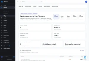 Pipeline comercial del CRM de Clientum mostrando las oportunidades de venta por fase